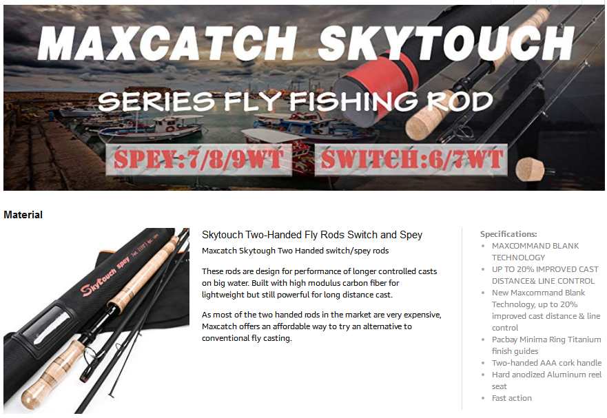 SkyTouch Spey/Switch Fly Fishing Rod - 7 Wt. - 11 Ft. - 4 Sections (w/ –  jenks1929