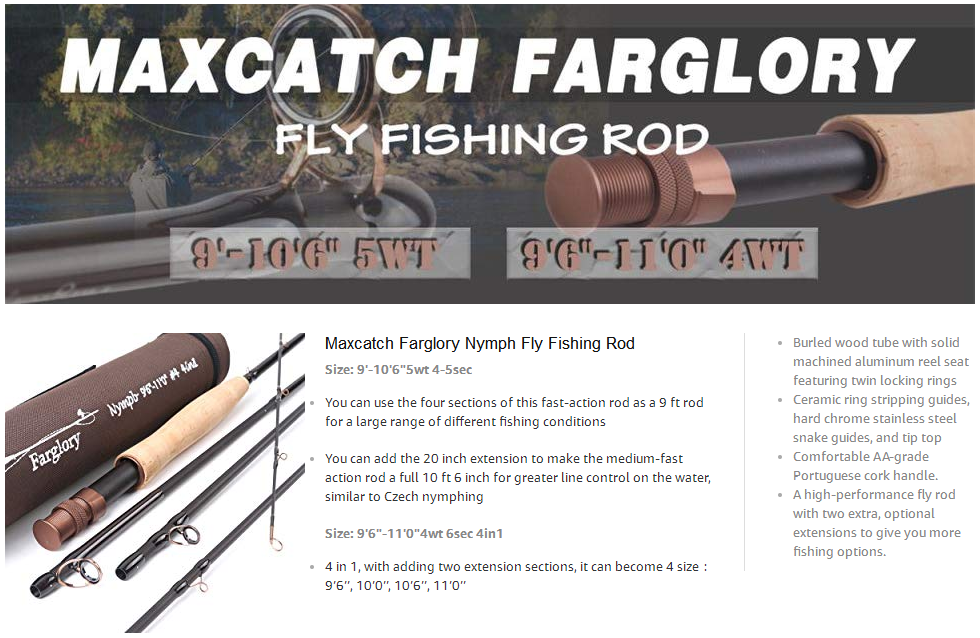 Farglory Dual-Purpose Fly Rod, for Nymphing & Dry-Fly Fishing, 4