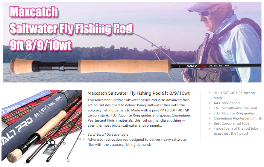 Saltwater Rod 8/9/10wt 9ft Graphite IM10 Fast Action Fly Fishing