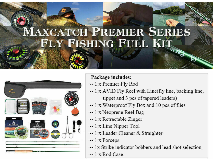 Maxcatch Premier Fly Fishing Rod Reel Combo Complete 9' Fishing Outfit
