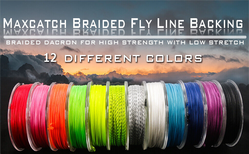 M MAXIMUMCATCH Maxcatch Braided Fly Line Backing for Fly Fishing  20/30lb(White, Yellow, Orange, Black&White, Black&Yellow, Blue, Pink,  Green, Purple)
